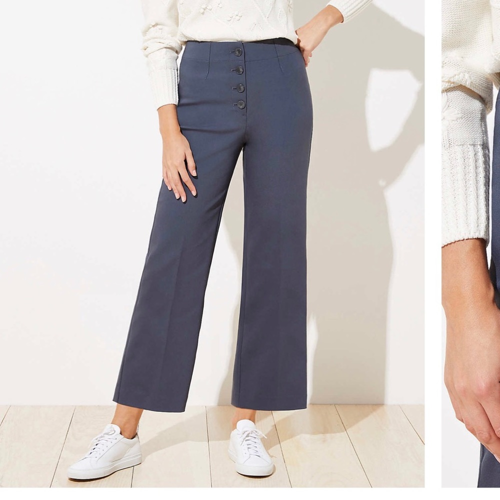 NWT Anne Taylor Loft Slate Blue Cropped Pants